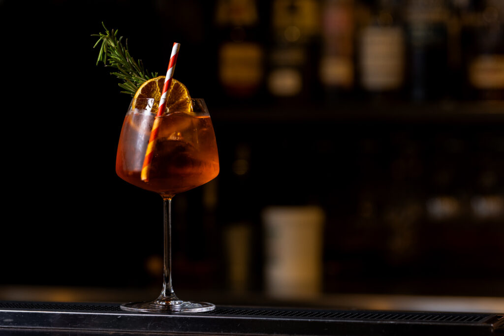 Aperol Spritz on the bar at The Nuthatch in Middlesbrough